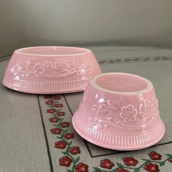 Vintage Taylor Smith Taylor TST Genuine Oven Serve Ware Pink Bowls USA Set of 2 - Picture 4 of 15